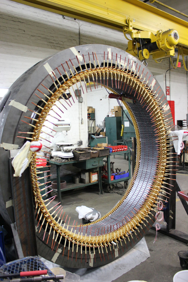 Form coil windings prior to connection of a 1250 HP Westinghouse stator