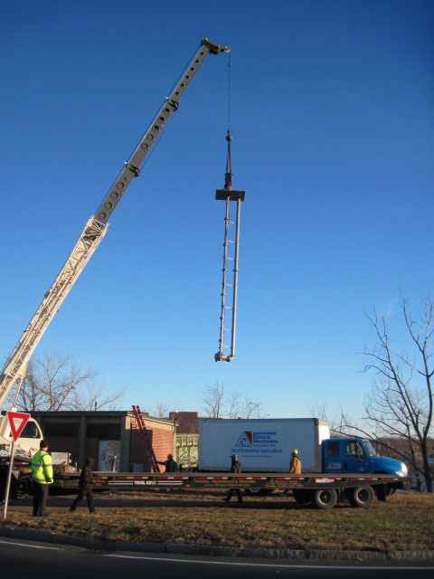 Installation Onsite of a 40 ft Vertical Pump and Motor, Pumping Station